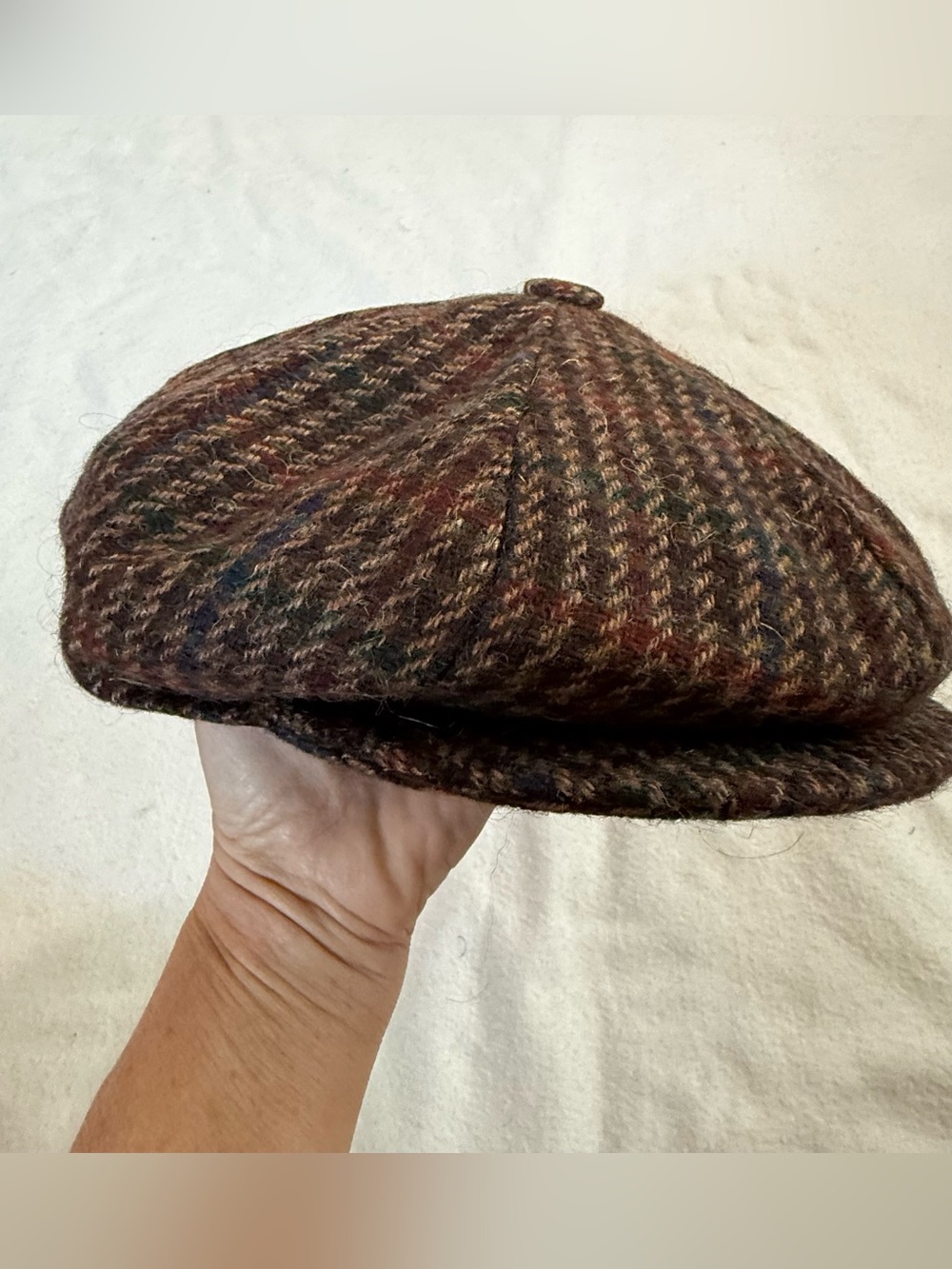 Vintage Kevin & Howlin Dublin Donegal Tweed Wool Flat Cap Irish Herringbone Hat